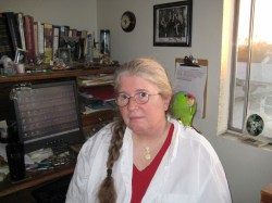 Kage Baker and Harry the Parrot